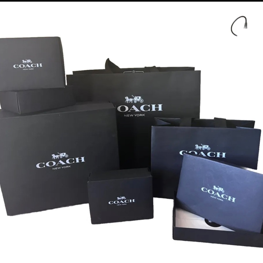 COACH Shopping bag and box lot.
